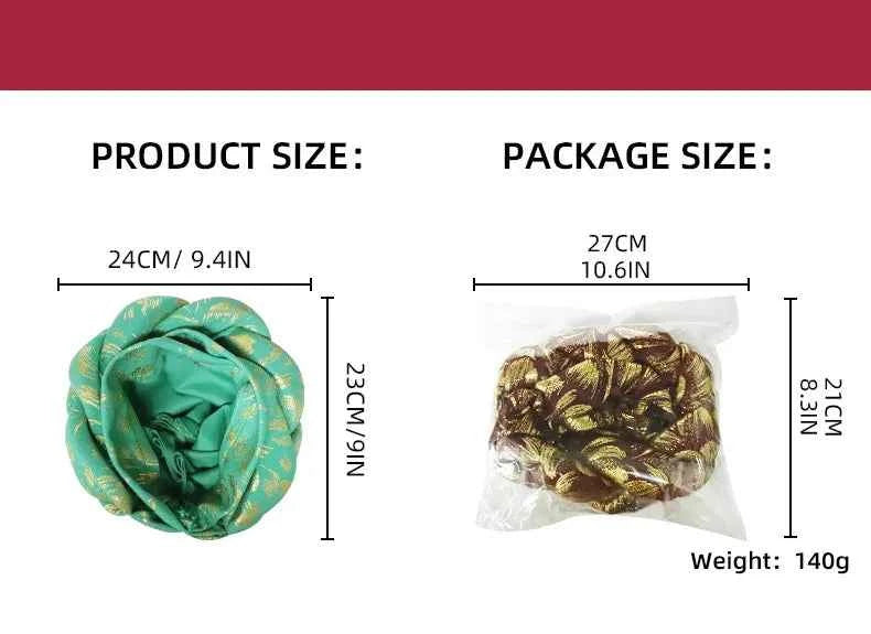 Gold Stamping Fabric Turban Cap for Women Braids Headwrap Bonnet Lady Head Cover Muslim Hat African Female Headgear - NamafadStore
