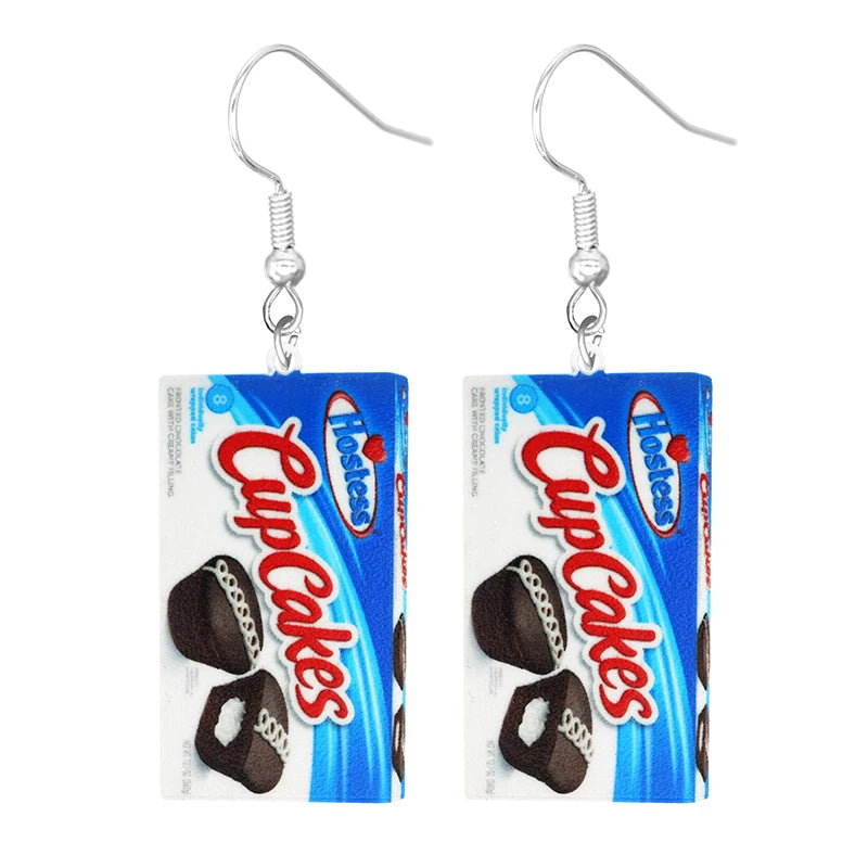 Earrings for Women 2D Acrylic Cute Snacks Girls Foods Funny Candy Chocolate Cookies