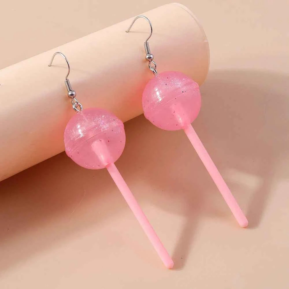 Cute Resin Candy Lollipop Earrings for Women Mini 3D Simulation Food Dangle Earrings Girls Kids Jewelry Gifts