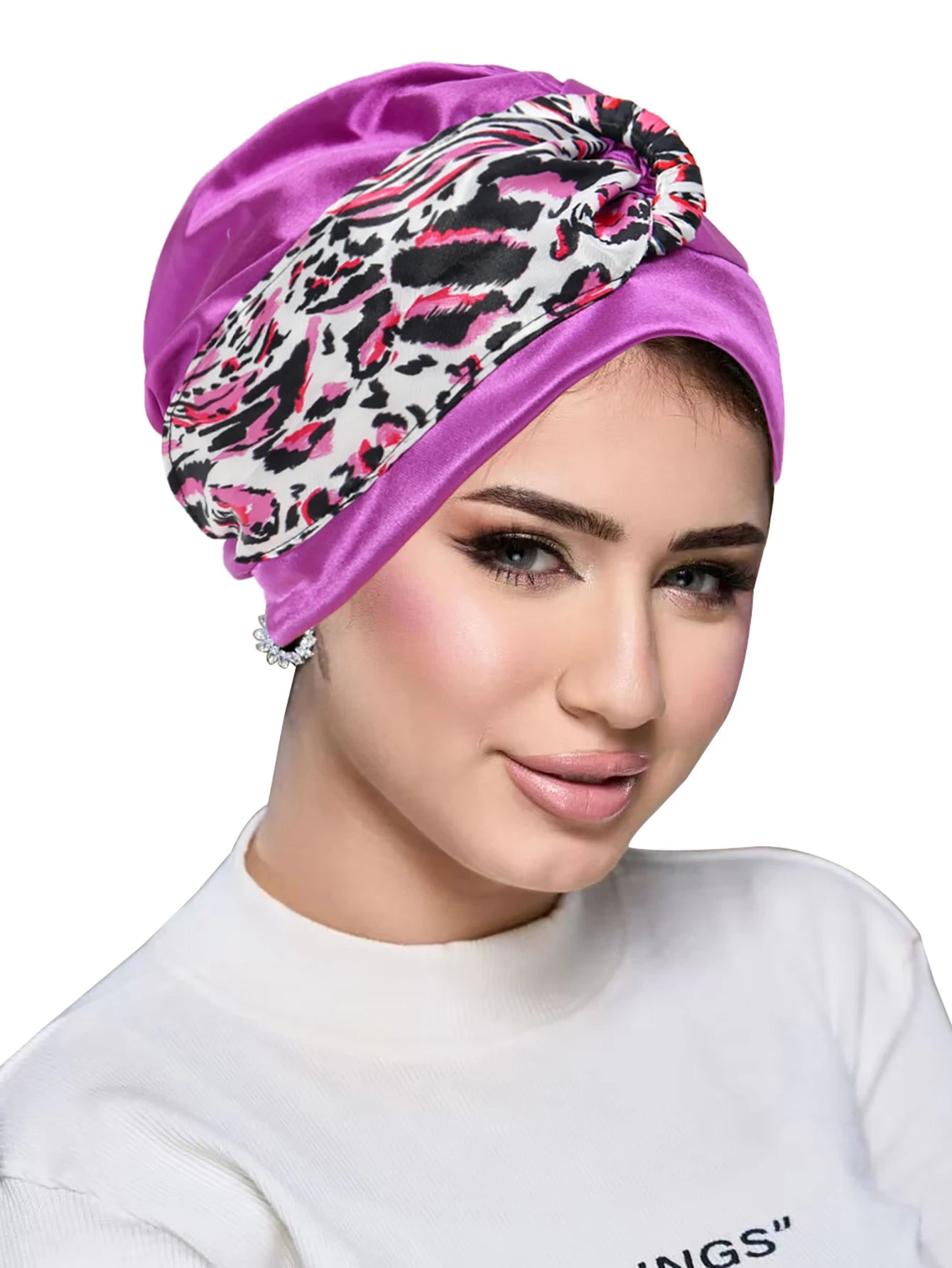 New Leopard Women Print Muslim Turban Scarf Braid Hijabs Headwear Arab Wrap Head Scarf Hair Accessories Hat - NamafadStore