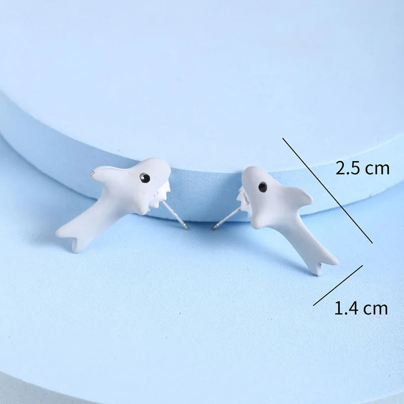 2pcs/1pair Animal Cartoon Stud Earring For Women Cute Dinosaur Little Dog Whale Clay Bite Ear Jewelry Funny Gifts Fashion