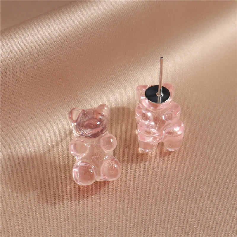 Cute Gummy Bear Stud Earrings for Women Candy Colors Animal Dangle Earrings Brincos Femme Girls Party Holiday Jewelry Gifts