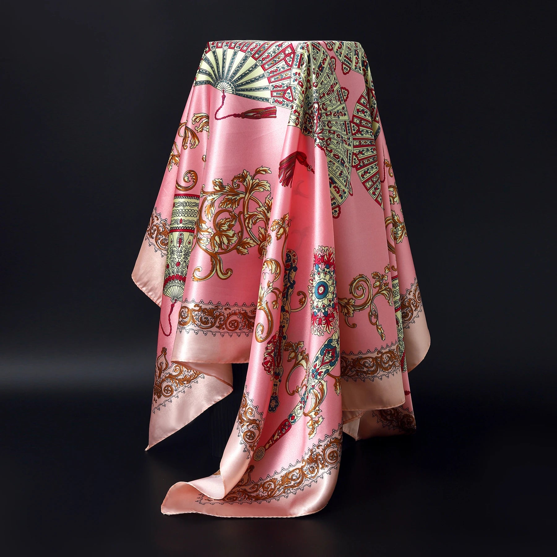 1 piece 35.4 inches Women Shawls Fashion print Summer Kerchief Luxury Brand 90X90CM Bandanna New Foulard Satin Square Headcloth - NamafadStore