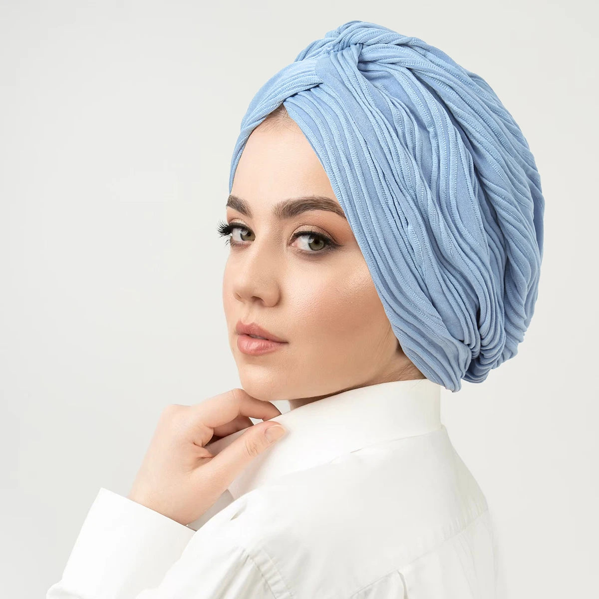 Solid Color Crinkle Muslim Hijab Caps Women's Headscarf Hat Chemo Hats Hair Care Fashion Turban Bonnet Adjustable - NamafadStore