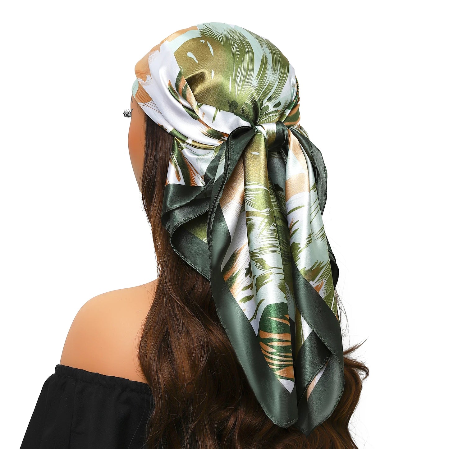 90*90cm Silk Scarf Women Print Hair Neck Square Office Ladies Shawl Bandanna Muslim Hijab Handkerchief Muffler Foulard female - NamafadStore