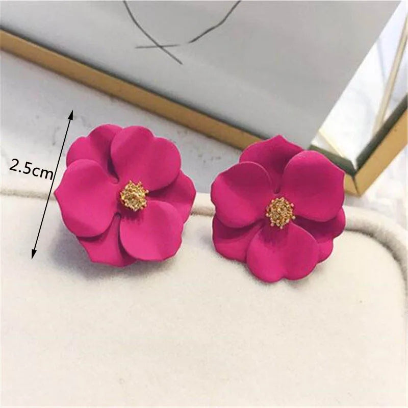 Korean New Double-layers Flower Drop Earrings for Ladies Exaggerated Women Floral Earrings Fashion Jewelry aretes de mujer