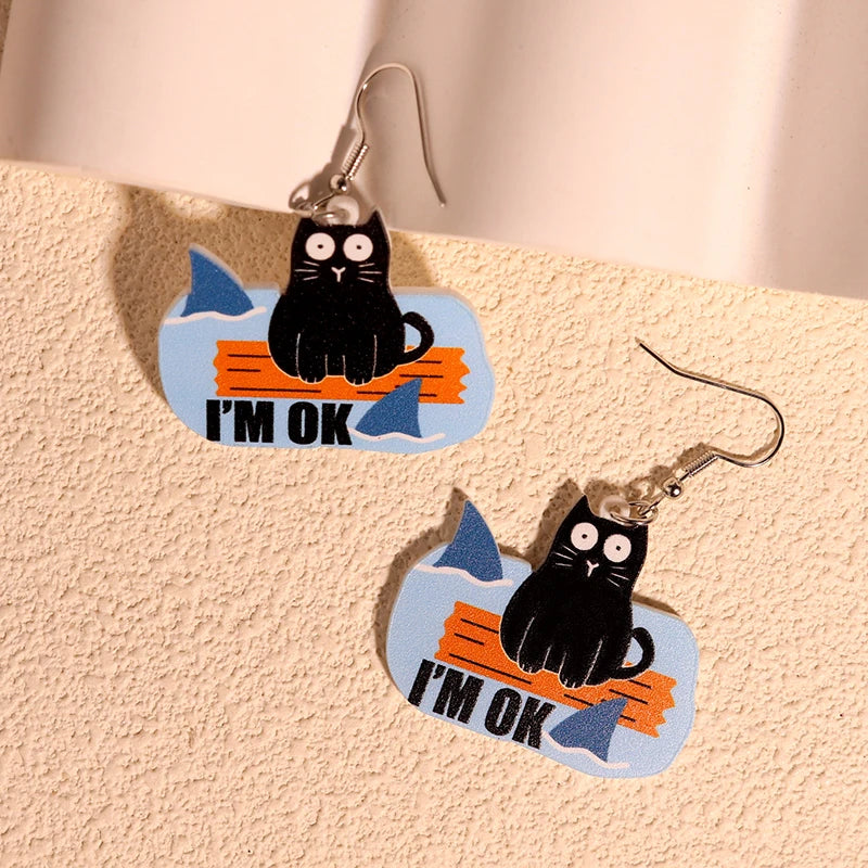 Cute Cat Design Dangle Earrings Acrylic Jewelry Adorable Gift For Women Girls Daily Casual Frog Bee Pig Hamster