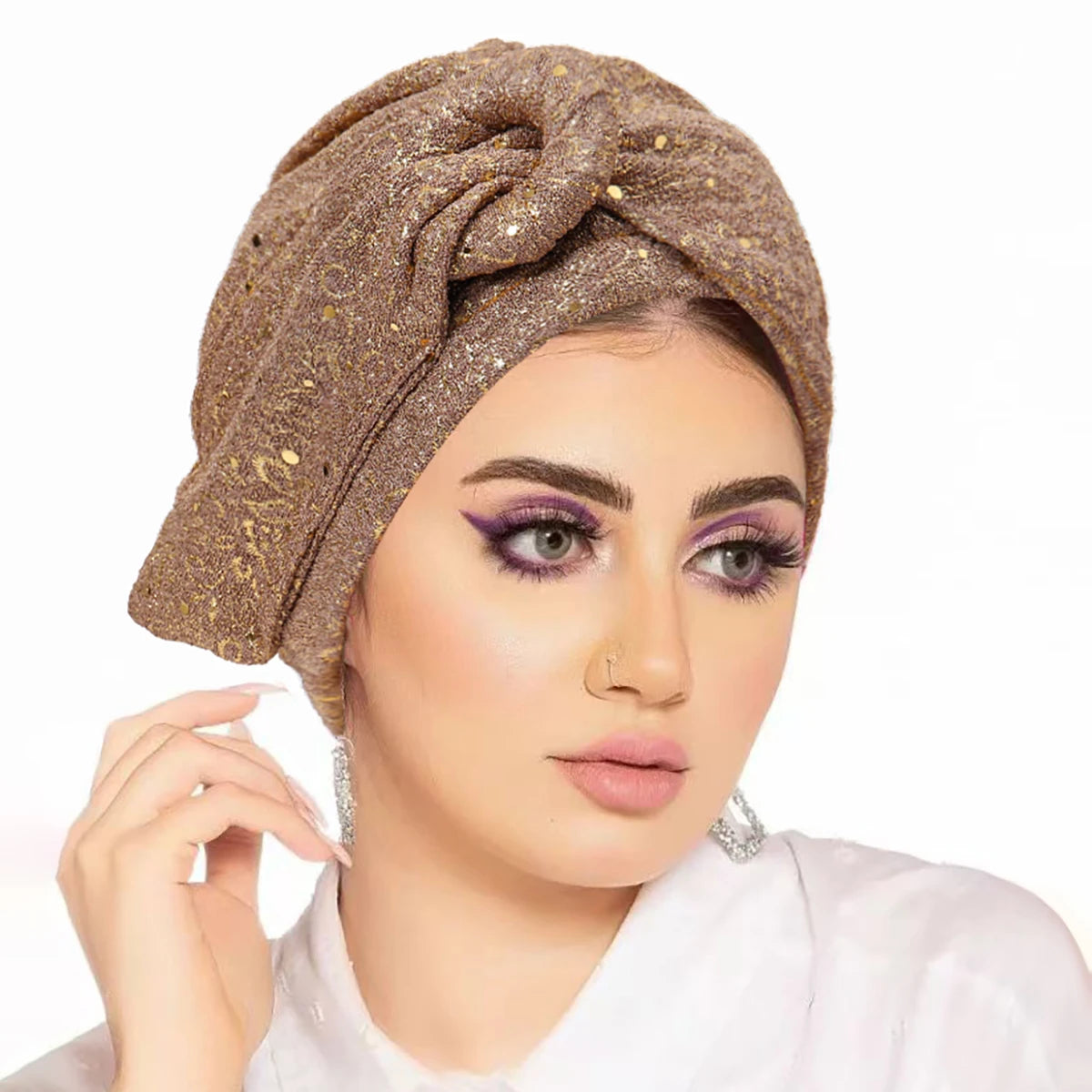 New Women's Solid Color Sequin Turban Hijab Chemo Cap Cancer Hat Hair Loss Headscarf Beanie Bonnet Head Wrap Headband Mujer - NamafadStore