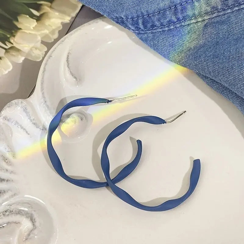 Golden Metal Blue Bowknot Earrings Fashion Jewelry Bow-tie Earrings Women Cute Romantic Pendientes Female Stud Earrings