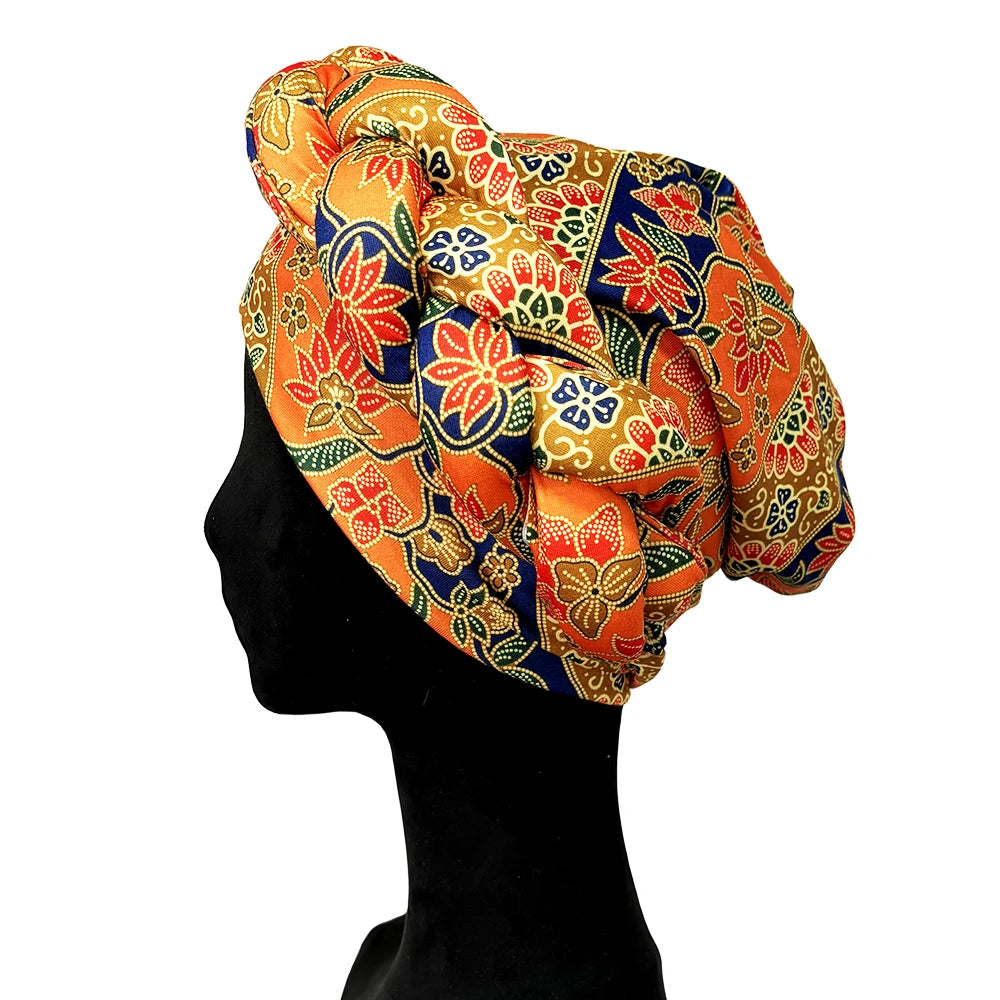 African Headtie Bonnet Hat Turban for Women Muslim Head Wrap Nigerian Scarf Braid Hijab Femme Chemo Caps Cover - NamafadStore