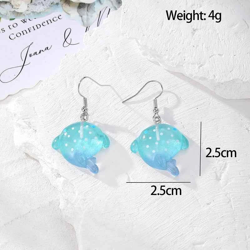 Resin Marine Animal Octopus Whale Drop Earrings For Women Gift New Cute Creative Funny Shark Sea Lion Pendant Eardrop Jewelry