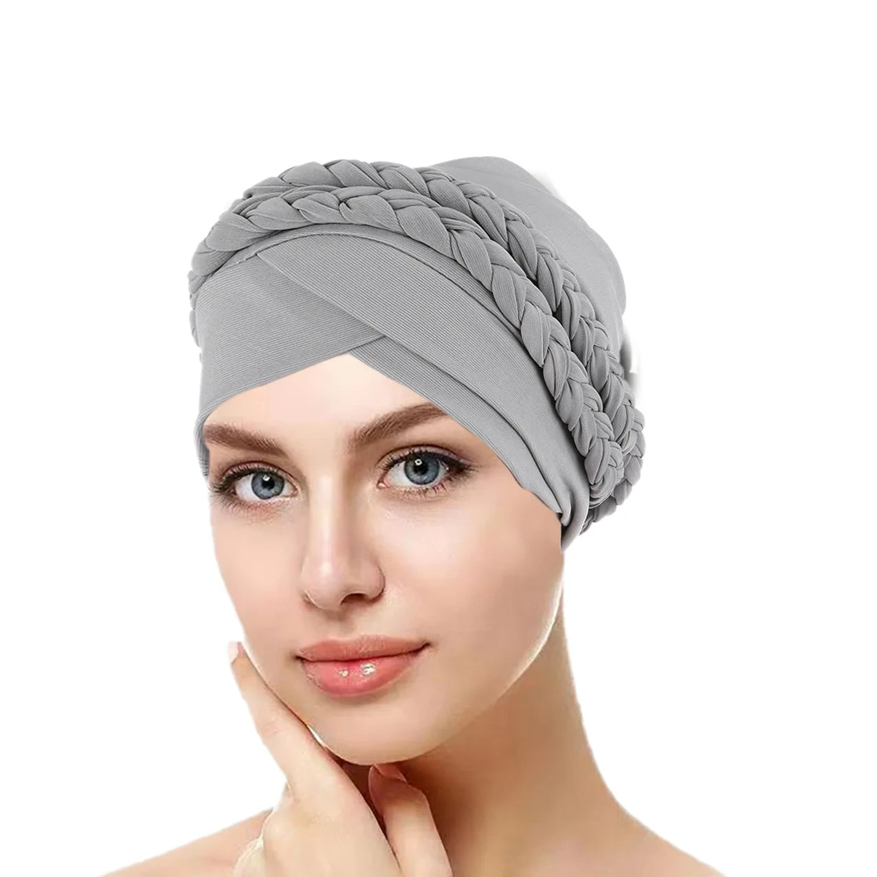 Bohemian Style Handmade Braid Turban Cross Bandana Slouchy Hat For Women Muslim Hijab Islamic Head Wrap Hair Loss Chemo Cap - NamafadStore