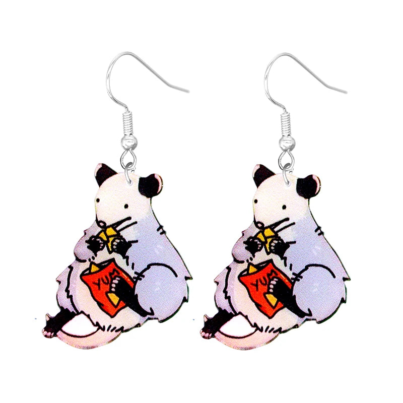 Cute Cat Design Dangle Earrings Acrylic Jewelry Adorable Gift For Women Girls Daily Casual Frog Bee Pig Hamster