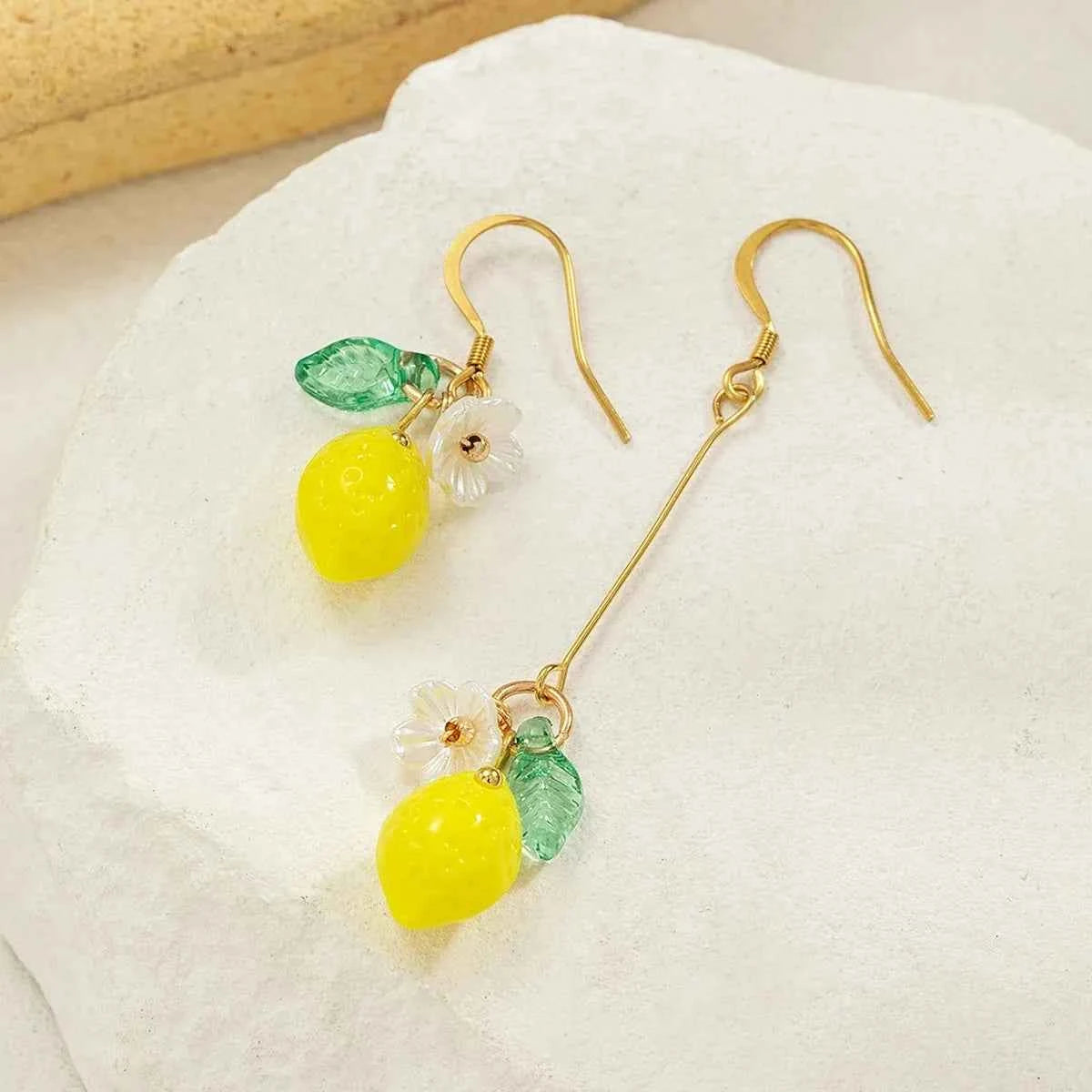 New Fashion Fruit Transparent Pearl Colored Lemon Earrings  Y2k for Girls Women Children Party Birthday Gift Lovely Jewelry