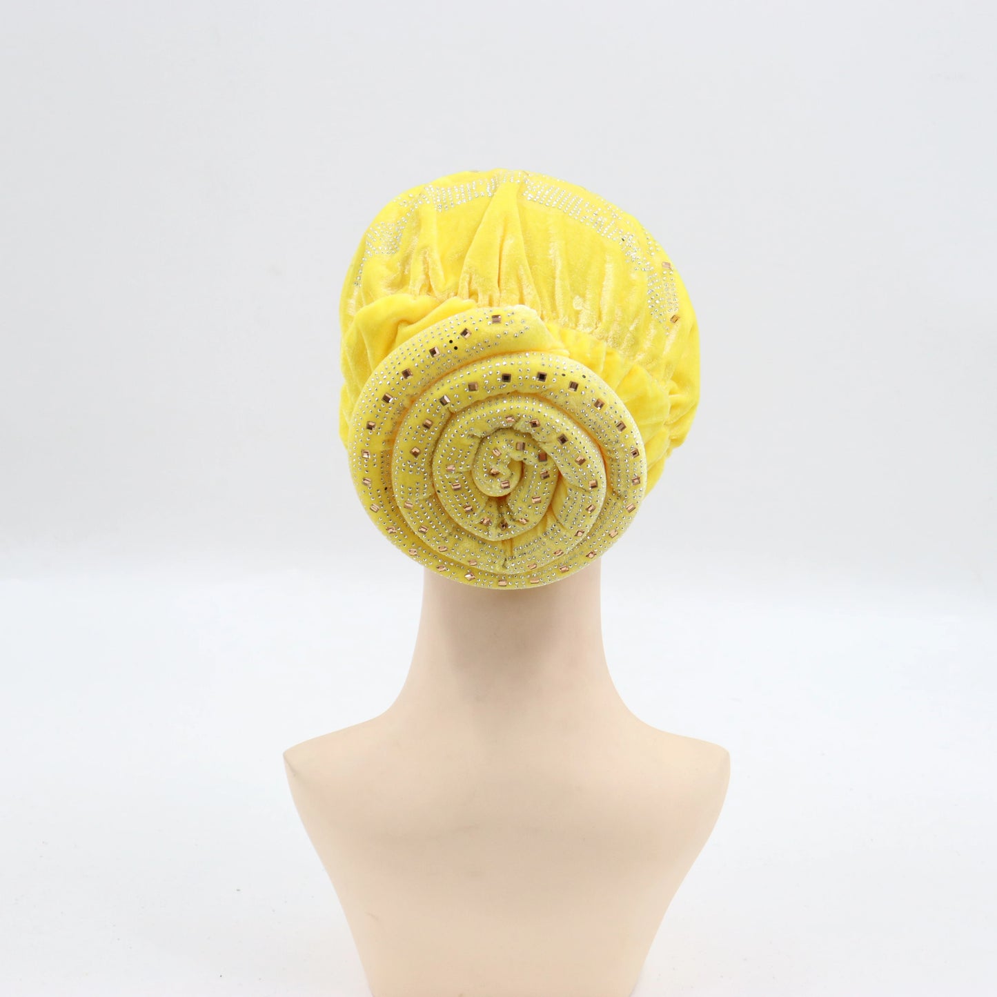 Soft Velvet Turban Cap for Women Muslim Headscarf Bonnet Elastic Female Headpiece Stylish Glitter Diamonds African Head Wraps - NamafadStore