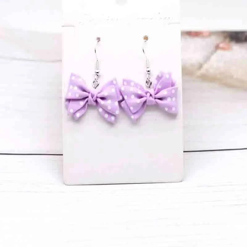 28*20mm Earrings For Girls Women Resin Handmade Cute Small Dot Bowknot Resin Flatback Charms Drop Earrings Funny Gift