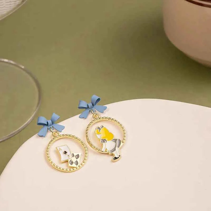 Classic Fairy Tale Princess Pendant Earrings Retro Cute Simple Enamel Charms Stud Ear Jewelry Party Gifts For Women Girls