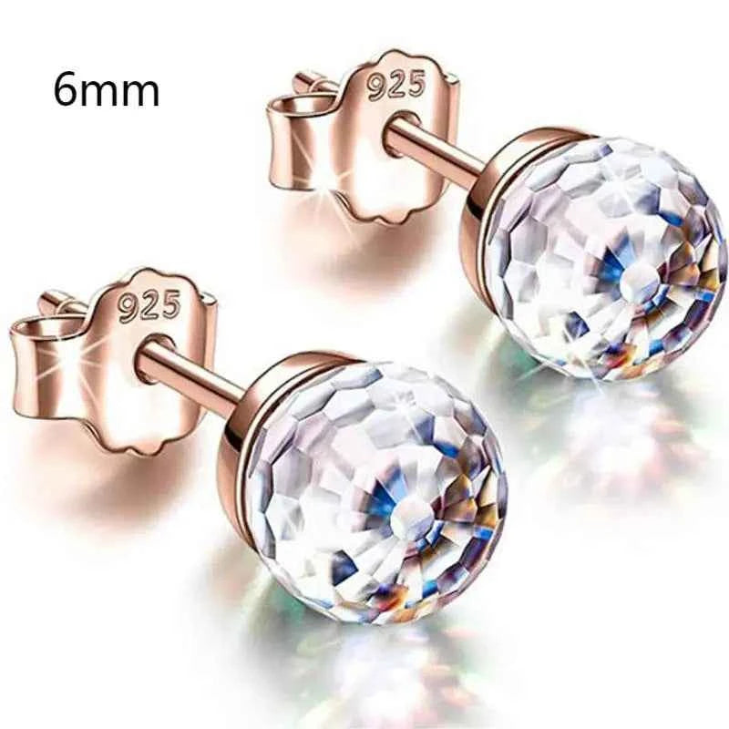 Colorful Girls 6mm Rhinestones Ball stud Earring Jewelry Crystal Stud Earrings Simple Women Multicolor Charming