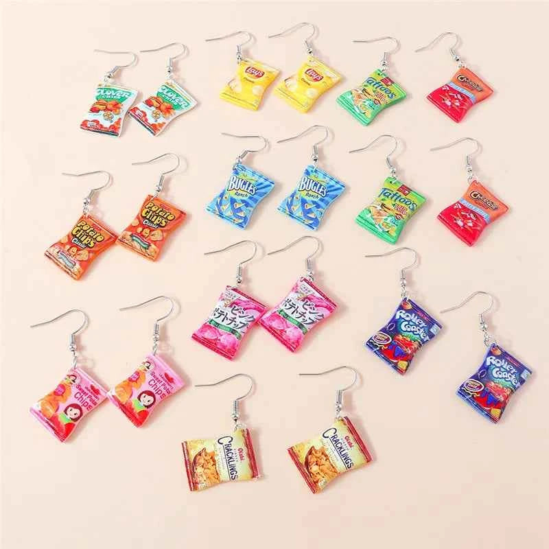 Aihua New In Fashion Women Earrings Cute Resin Food Snacks Potato Chips Earrings Handmade Party Jewelry Gifts