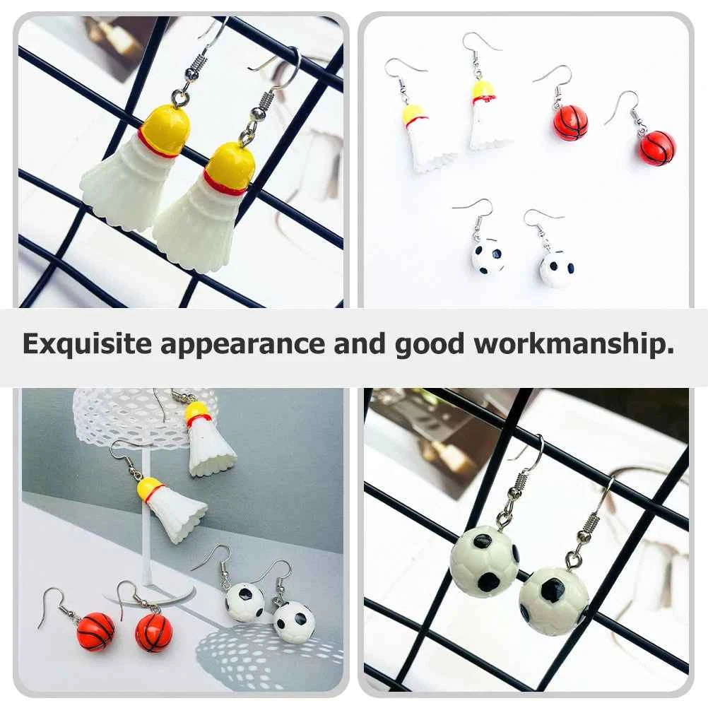 3 Pairs themed Resin Earrings Basketball Football Pendant Cute Ear naments for Sports Earring Girls Safe Durable