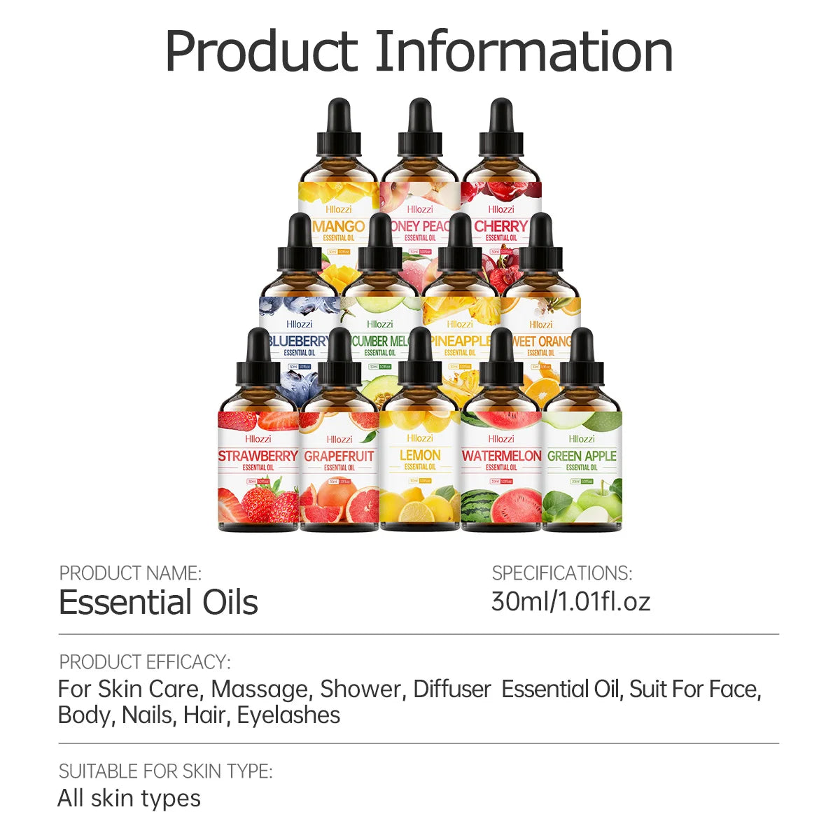 Fruit series essential oils, suitable for diffuser, candle making, car aromatherapy, suitable for multi-scene application. - NamafadStore