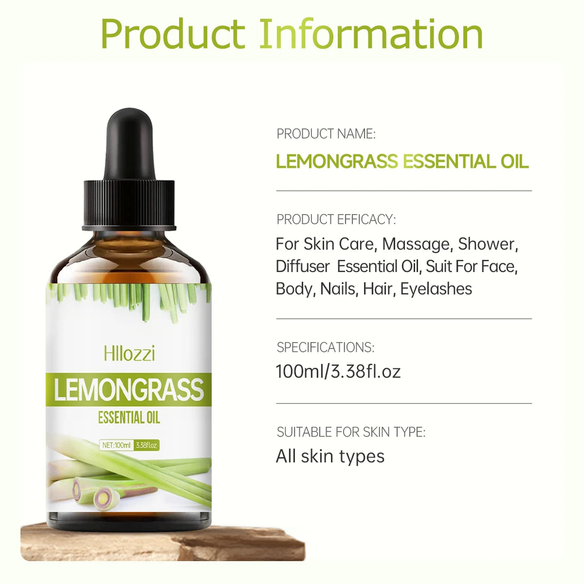 Lemongrass essential oil for hair and skin care, massage, diffuser humidifier, moisturizing massage oil for all skin types - NamafadStore