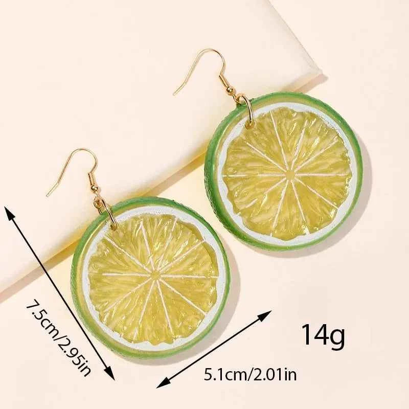 New Fashion Fruit Transparent Pearl Colored Lemon Earrings  Y2k for Girls Women Children Party Birthday Gift Lovely Jewelry