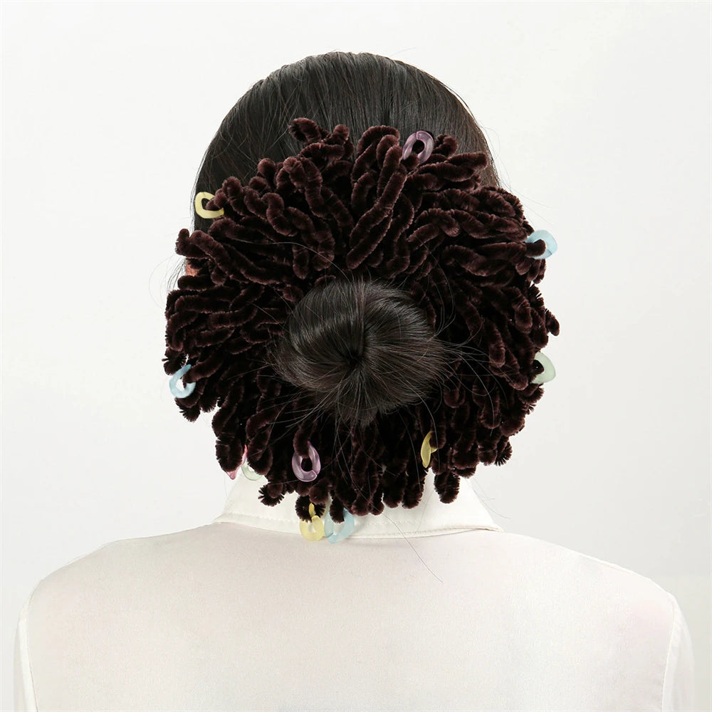 Muslim Women Fashion Scrunchies Velvet Elastic Hair Bands Hair Ring Tie Bun Clip Large Size Knitting Hair Ponytail Bun Holder - NamafadStore