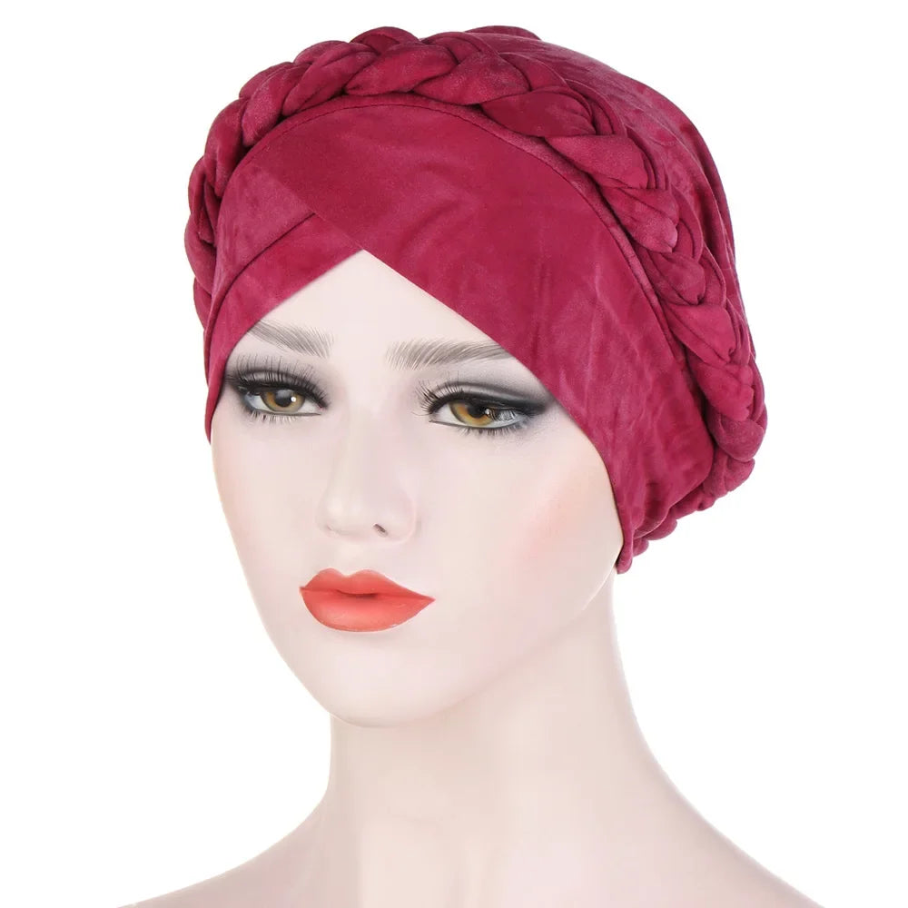 Women Lady Beads Muslim Braid Head Turban Wrap Cover Cancer Chemo Islamic Arab Cap Hat Hair Loss Bonnet Beanies Fashion - NamafadStore