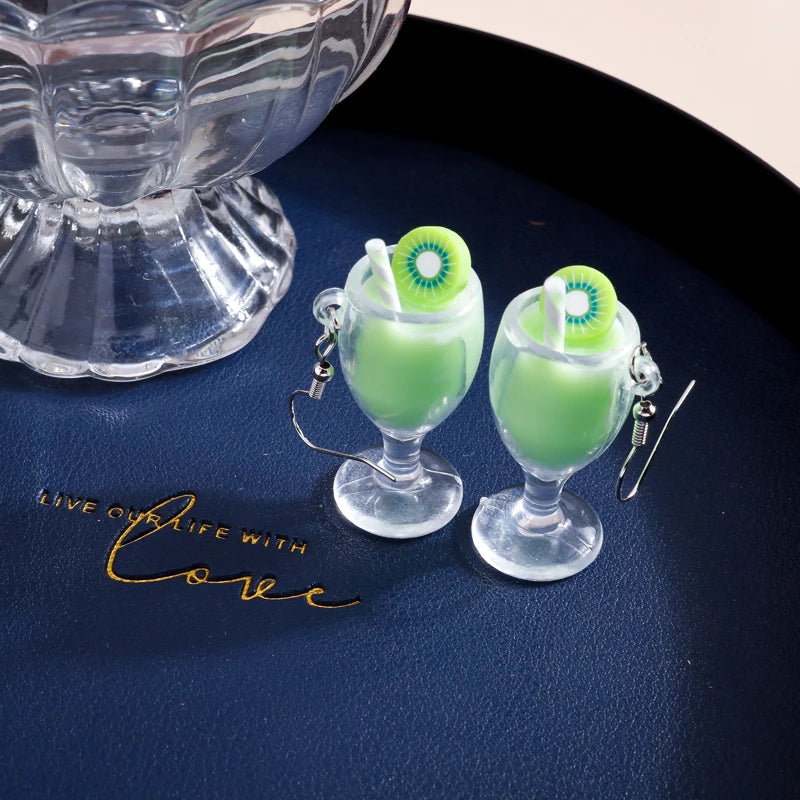 Summer Drink Drop Earrings for Women Sweet Ice Cream Bottle Pendants Dangle Earrings Girls Minimalist Party Jewelry Gifts