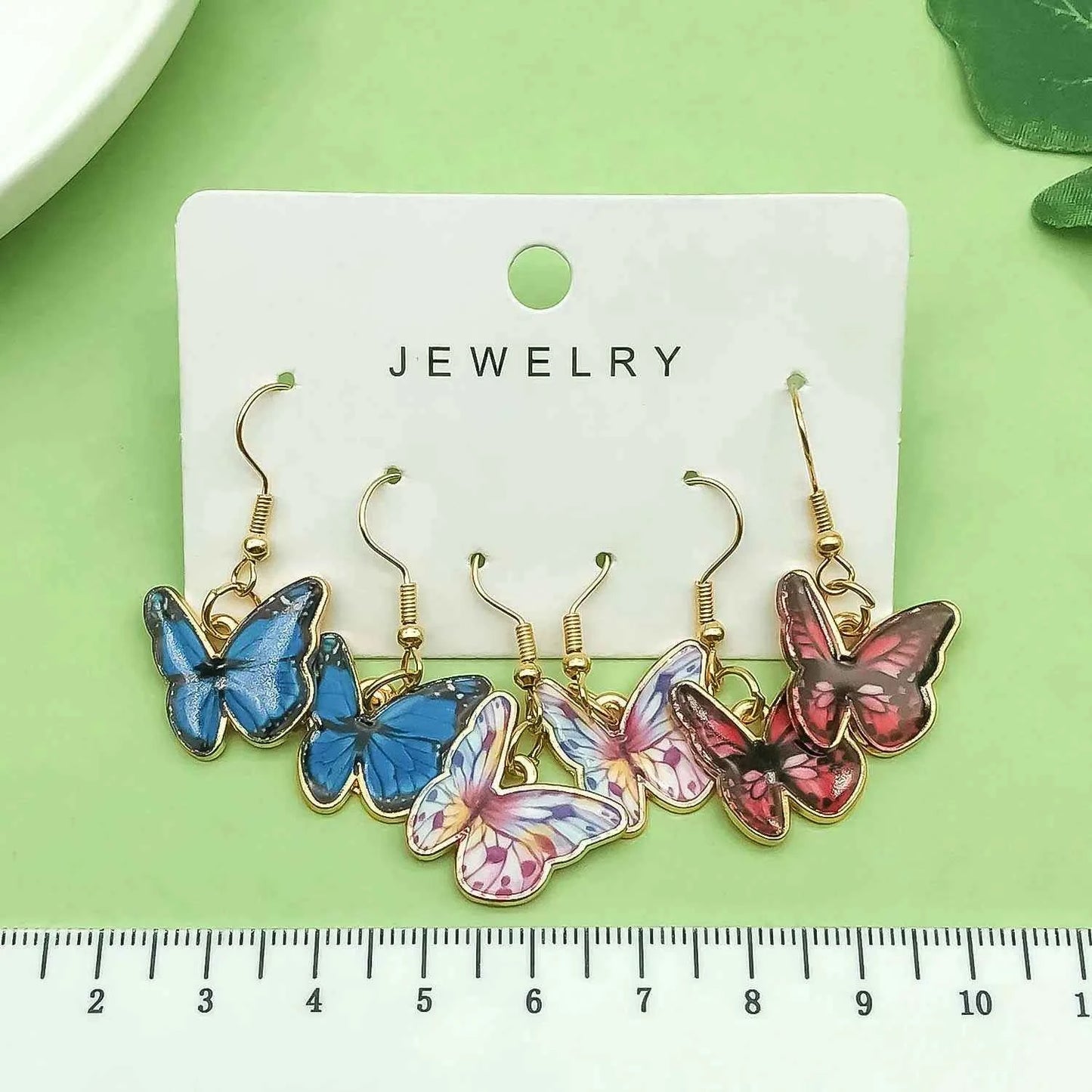 3pairs Fashion Enamel Colorful Butterfly Design Drop Earrings, Jewelry Gifts For Women And Girls