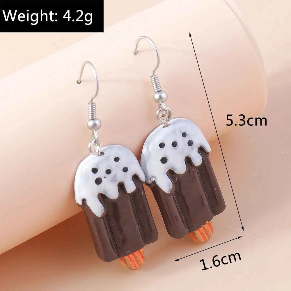 Cute Resin 3D Simulation Food Earrings for Women French Fries Cookies Ice Cream Hamburg Pizza Chocolate Girl Kids Gift