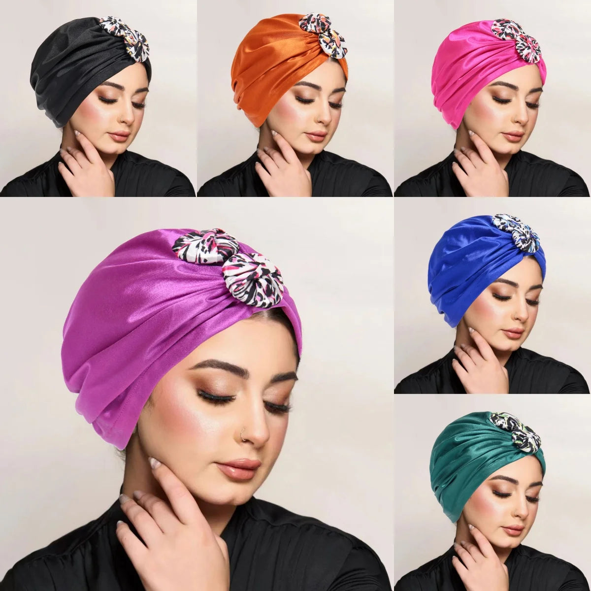 New Women Top Knotted Turban Hat Bonnet Hijab Chemo Cap Headbands Female Muslim Hat Head Cover Night Cap Hair Accessories - NamafadStore