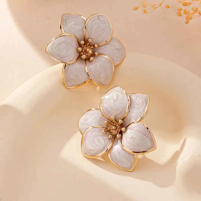 Simple Oil Drop Flower Earrings For Women Girls Geometric Ear Accessories Fashion Jewelry Holiday Party Gift OL E572