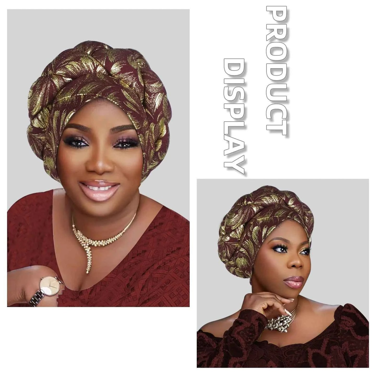 Gold Stamping Fabric Turban Cap for Women Braids Headwrap Bonnet Lady Head Cover Muslim Hat African Female Headgear - NamafadStore