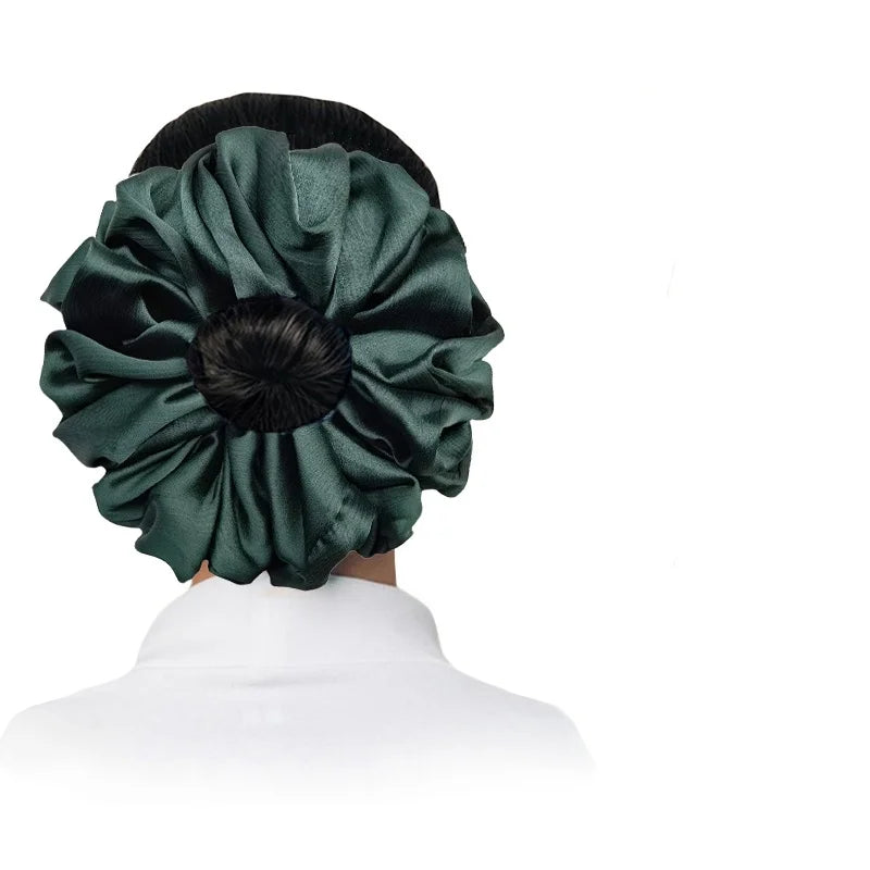 17Colors Big Size Crepe Satin Scrunchies Muslim Women Custom Elastic Volumizing Oversized Neat stitching Bunch Hair Tie - NamafadStore