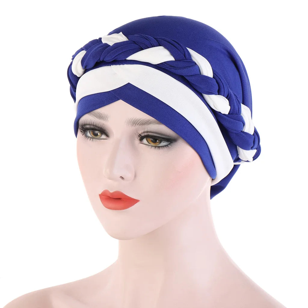 Colorblock Twisted Hijab Turban Hat for Women African Head Scarf Beanie Cancer Chemo Headwear Cap Head Wraps Women - NamafadStore