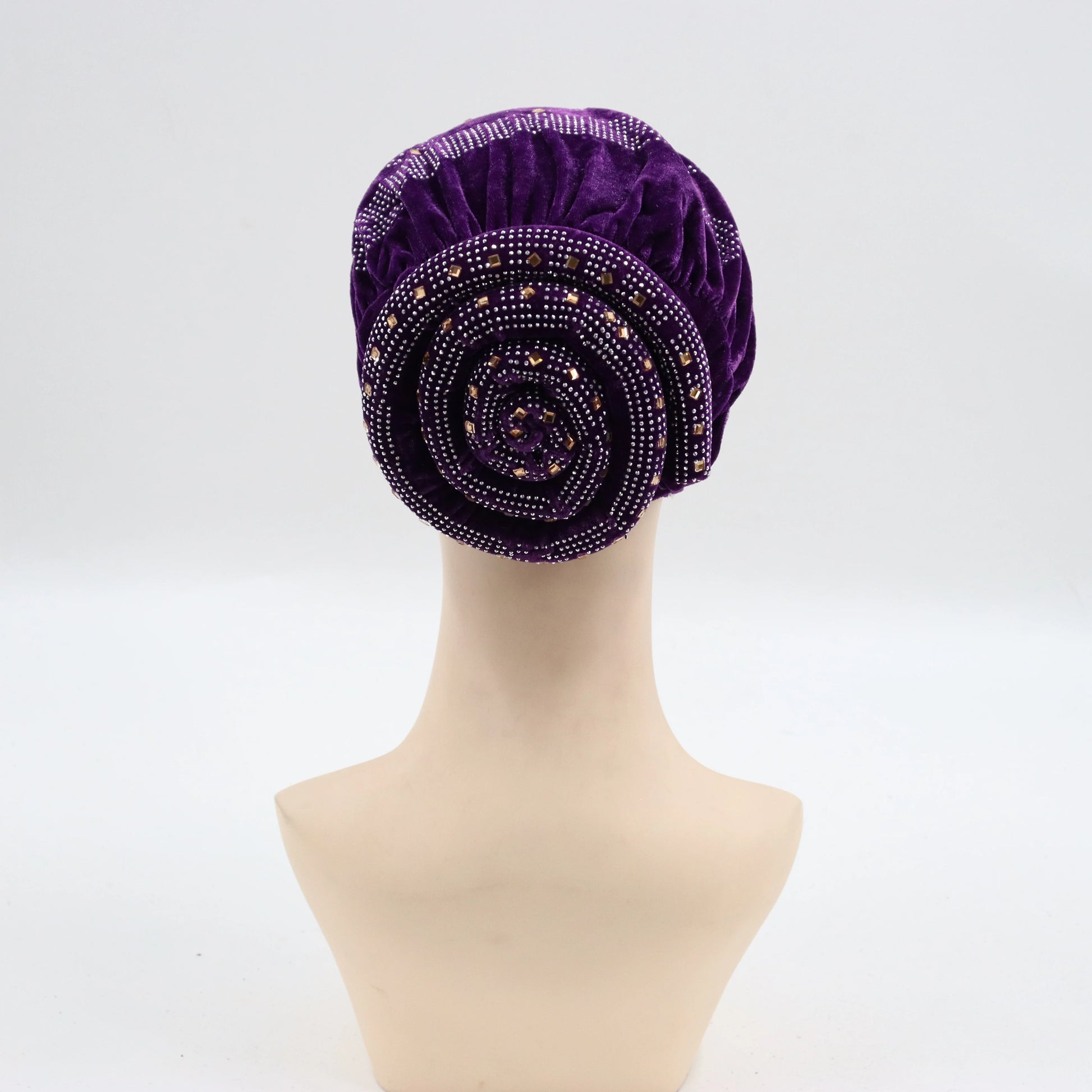 Soft Velvet Turban Cap for Women Muslim Headscarf Bonnet Elastic Female Headpiece Stylish Glitter Diamonds African Head Wraps - NamafadStore