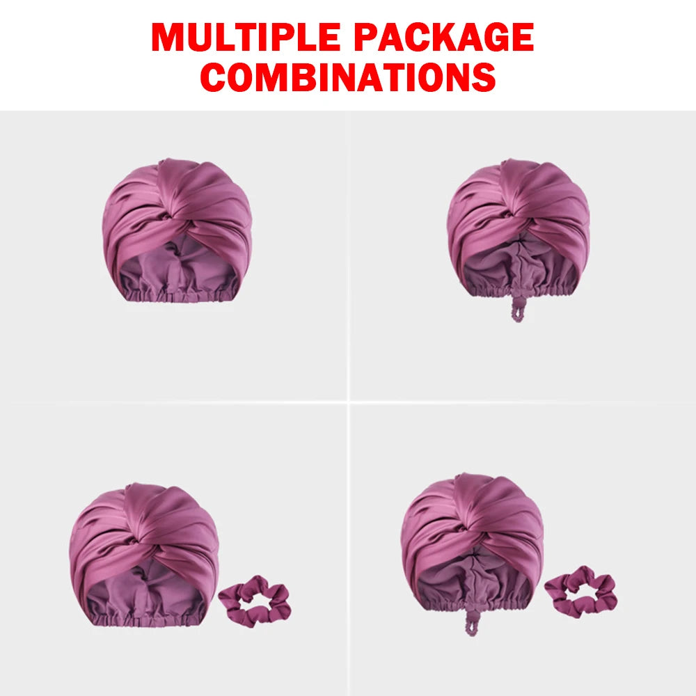 Unisex Solid-Color Adjustables Silk Satins Hair Bonnets High Elasticity Soft Sleep Cap For Women Men - NamafadStore