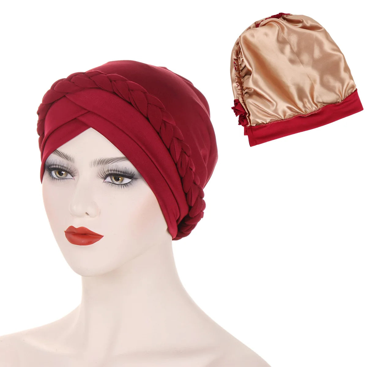 Crossed Forehead Satin Lined Muslim Turban For Women Islamic Inner Hijab Cap UnderScarf Arab wrap Head Scarves turbante mujer - NamafadStore