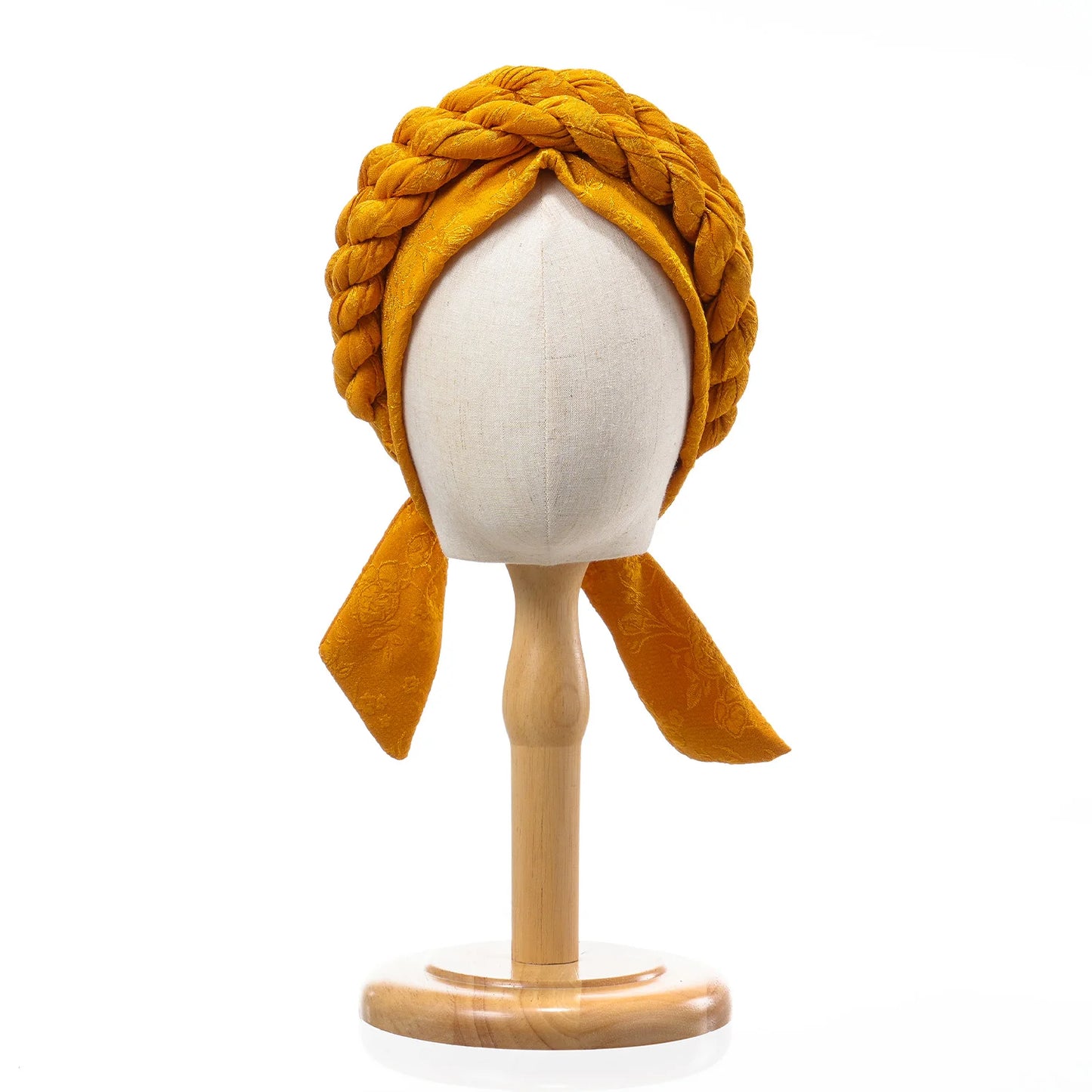 Solid Color Double Braids Turban Caps for Women Fashion Women Muslim Wrap Head Bonnet Headwear Braid Hat Turbante Mujer - NamafadStore