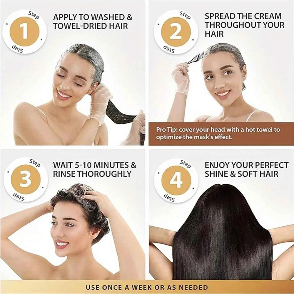 2 Pack GZE Collagen Keratin Hair Mask Deep Conditioning for Dry, Damaged Hair Restores Elasticity- for Healthy, Beautiful Hair