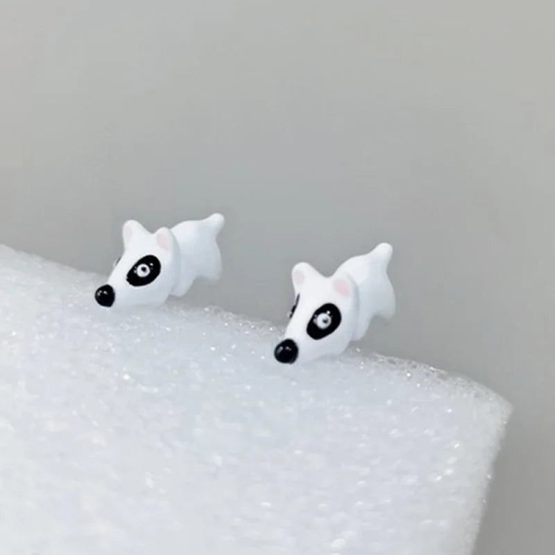 2pcs/1pair Animal Cartoon Stud Earring For Women Cute Dinosaur Little Dog Whale Clay Bite Ear Jewelry Funny Gifts Fashion