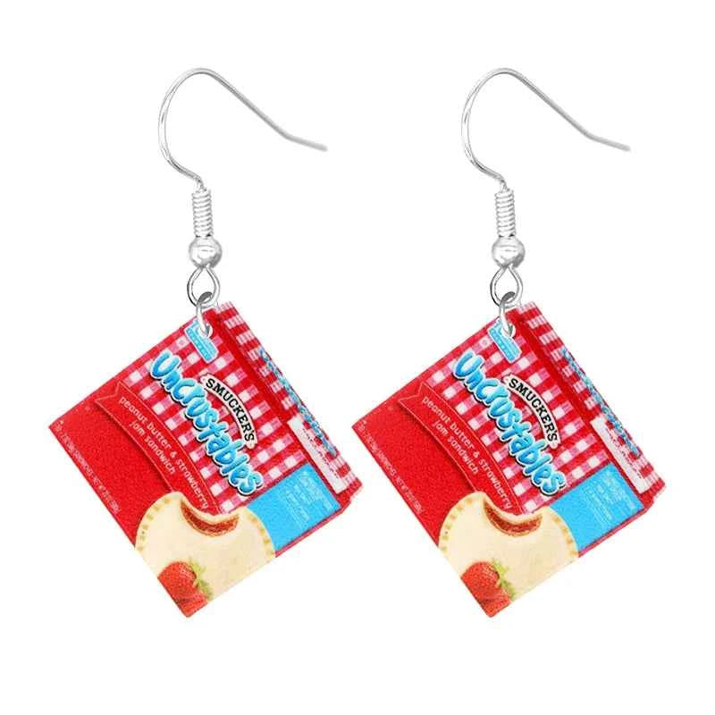 Earrings for Women 2D Acrylic Cute Snacks Potato Chips Girls Foods Funny