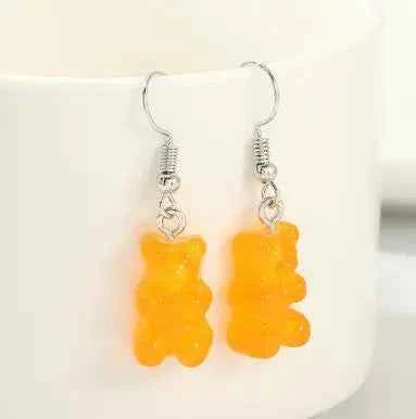 Gradient Candy Color Cute Acrylic Bear Dangle Earrings for Women Girls Gift Korean Fashion Animal Hook Earring Female Jewelry