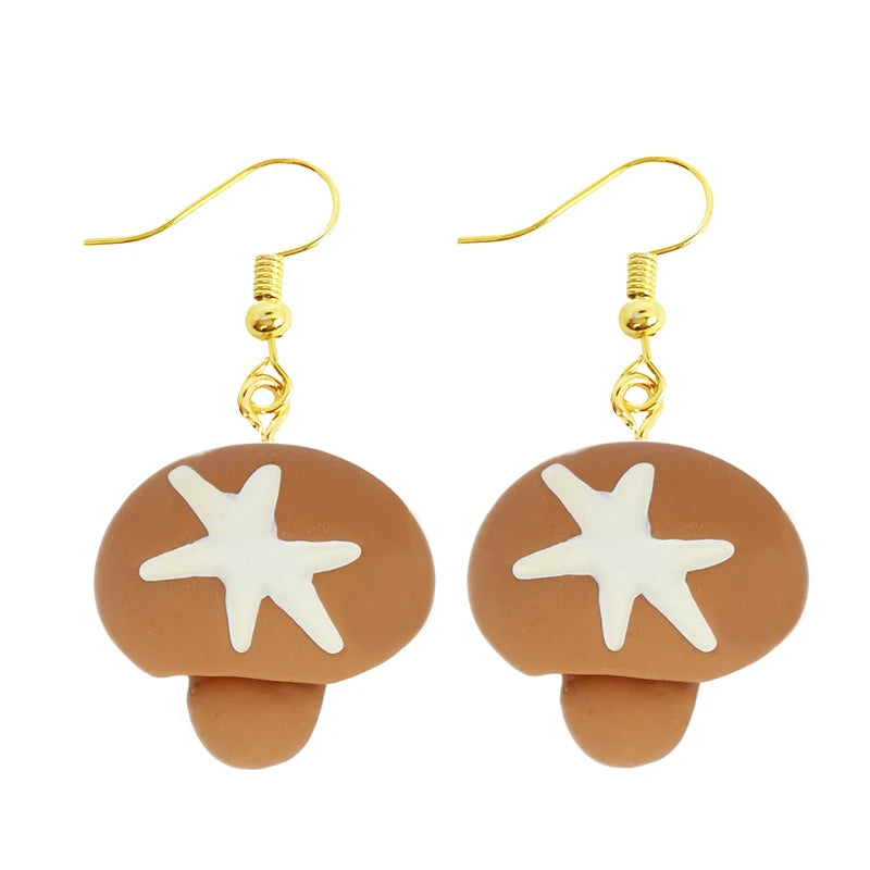 Women Earring Resin Drop Funny Custom Cute Girls Eardrop Kids Chocolate Strawberry Hamburger Hot Dog Mushroom Broccoli Coffee