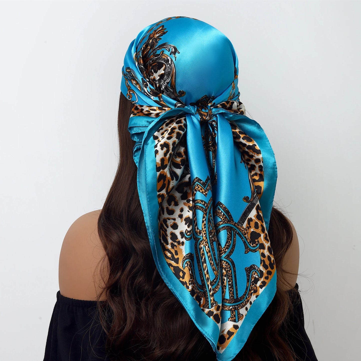 Luxury Brand Silk Scarf Fashion Foulard Satin Shawl Leopard 90*90cm Square Head Scarves Women Bandanna Pareo Headscarf