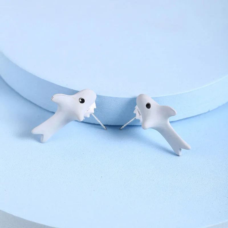 2pcs/1pair Animal Cartoon Stud Earring For Women Cute Dinosaur Little Dog Whale Clay Bite Ear Jewelry Funny Gifts Fashion