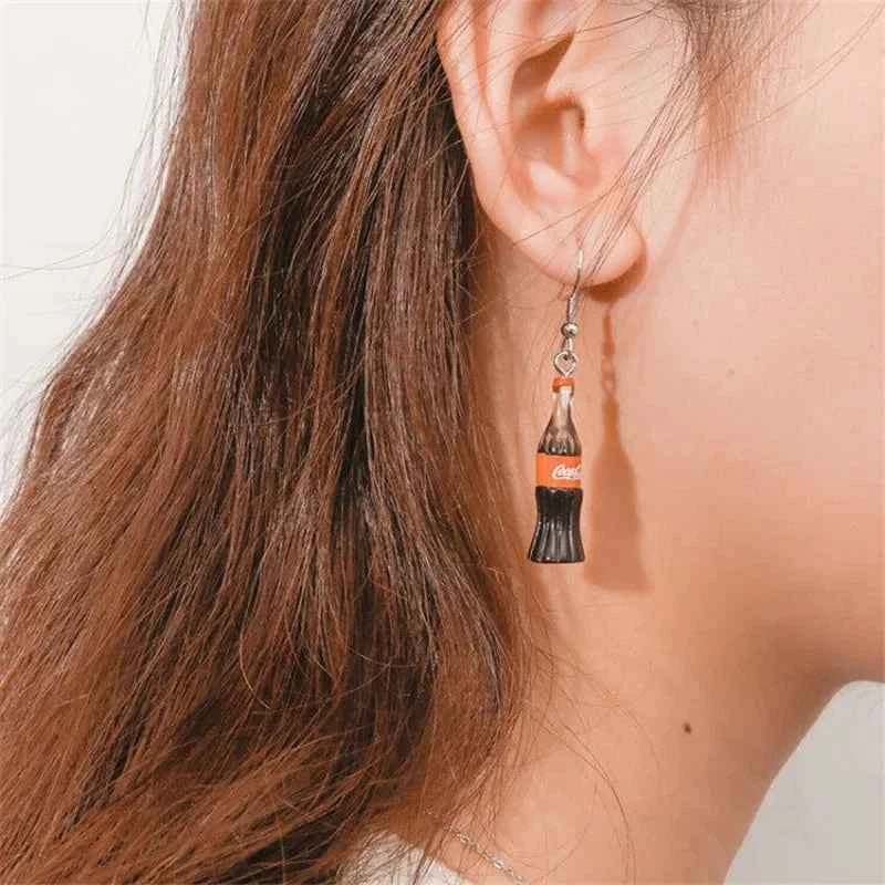 Summer Drink Drop Earrings for Women Sweet Ice Cream Bottle Pendants Dangle Earrings Girls Minimalist Party Jewelry Gifts