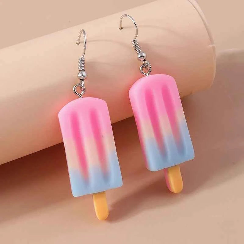 Aihua New In Cute Resin Funny Food Earrings Sweet Simulation Popsicle Earrings Girl Kids Jewelry Gifts